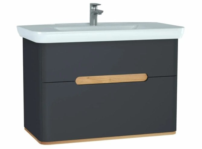 Vitra Sento Lavabo Dolabı 100 cm Çift Çekm.Mat Antrasit,60838